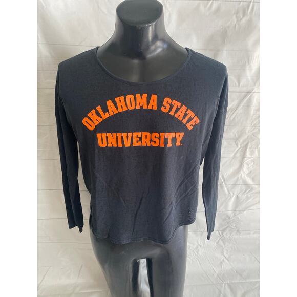 Oklahoma State Cowboys Shirt Womens S/P Victoria's Secret Pink Black Long Sleeve - Picture 1 of 10